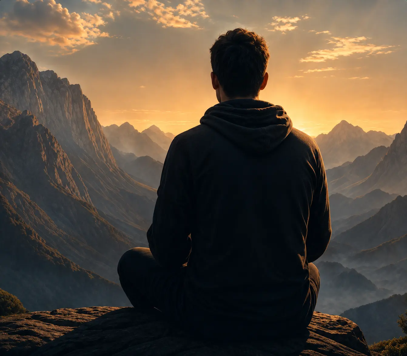 Founder looking across a mountain landscape